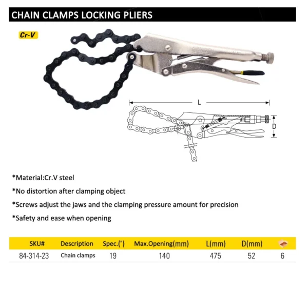 Stanley Juego de Alicates de Bloqueo: Soldadura, Metal, C-Clamp, y Cadena de Corte para Tubos - Imagen 5