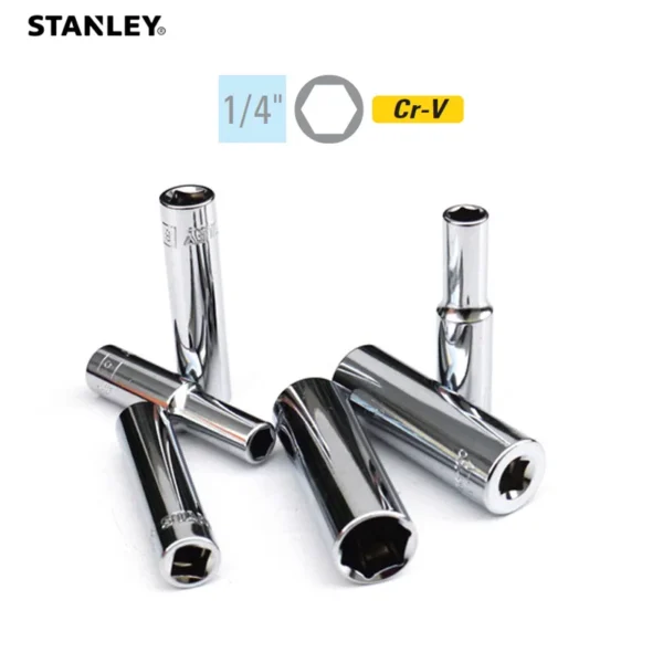 Dado Métrico Profundo STANLEY 1/4" 6PT - Tamaños de 4mm a 13mm