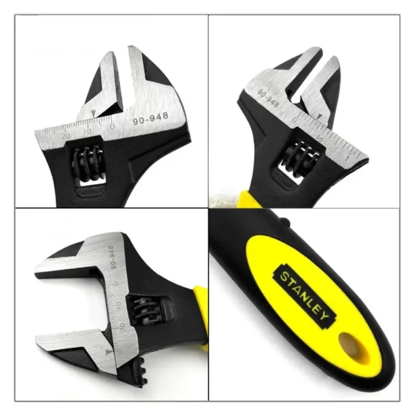 Llave Ajustable STANLEY Profesional con Mandíbula Ancha y Mango de Goma - 6", 8", 10", 12" - Imagen 3