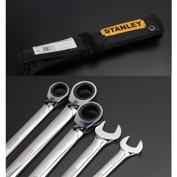 Juego de Llaves de Carraca Reversibles STANLEY 8 Piezas - 8 a 18mm, 60 Dientes con Bolsa de Almacenamiento - Imagen 4