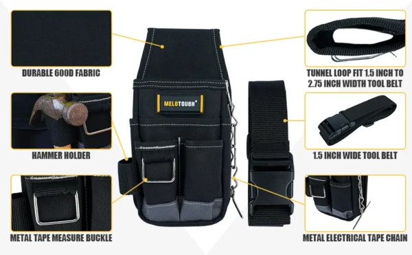 Pouch de Herramientas Compacto con Clip para Cinturón - Organizador Mini para Electricistas, Carpinteros y Obreros - Imagen 7