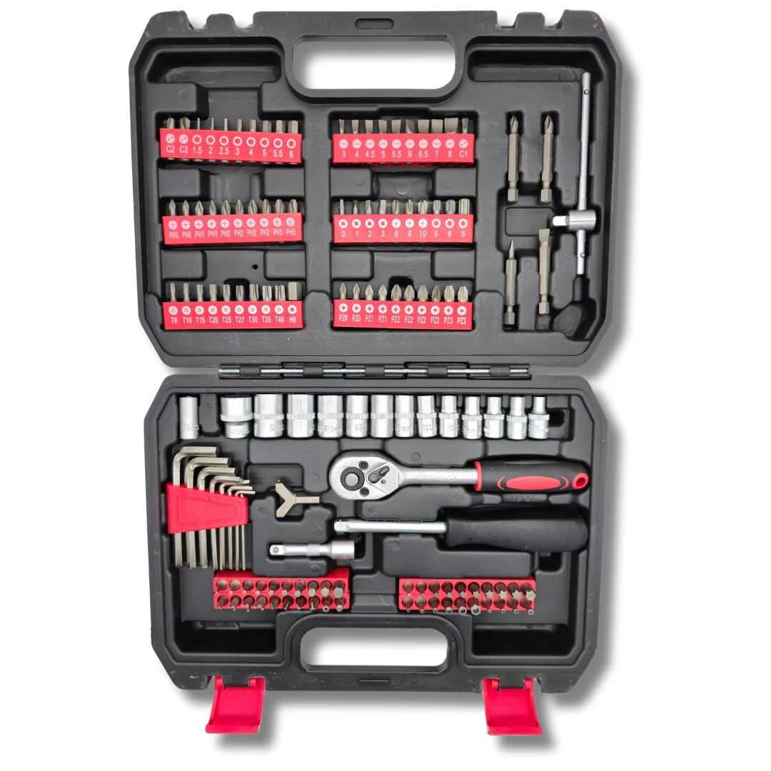 Maletín de Herramientas 131 Piezas – Carraca, Llaves de Vaso y Puntas 1/4” Compacto y Versátil