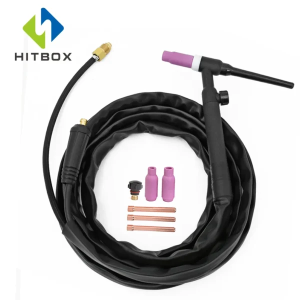 Antorcha TIG HITBOX WP17V/WP26V 140A – 4m con Válvula de Gas, Refrigeración por Aire y Conector 10-25mm - Imagen 6