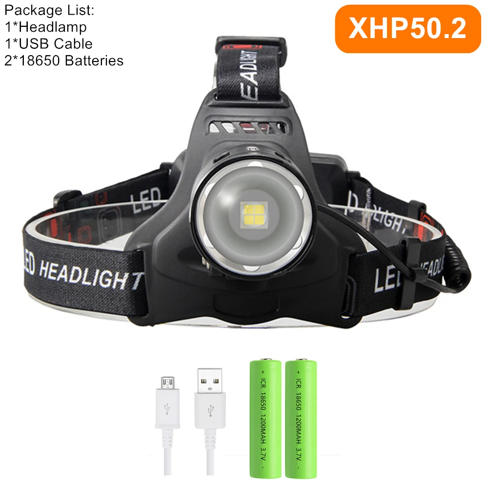 Frontal LED Potente ZPAA XHP50.2/XHP70.2 – Linterna de Cabeza Recargable USB, Zoom, Impermeable IPX6 para Pesca, Caza y Camping - Imagen 11