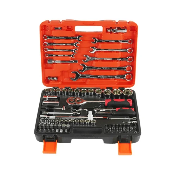 Juego de Herramientas de 82 Piezas en Acero Cromo-Vanadio – Kit de Reparación Automotriz con Llaves, Destornilladores y Herramientas de Chapa