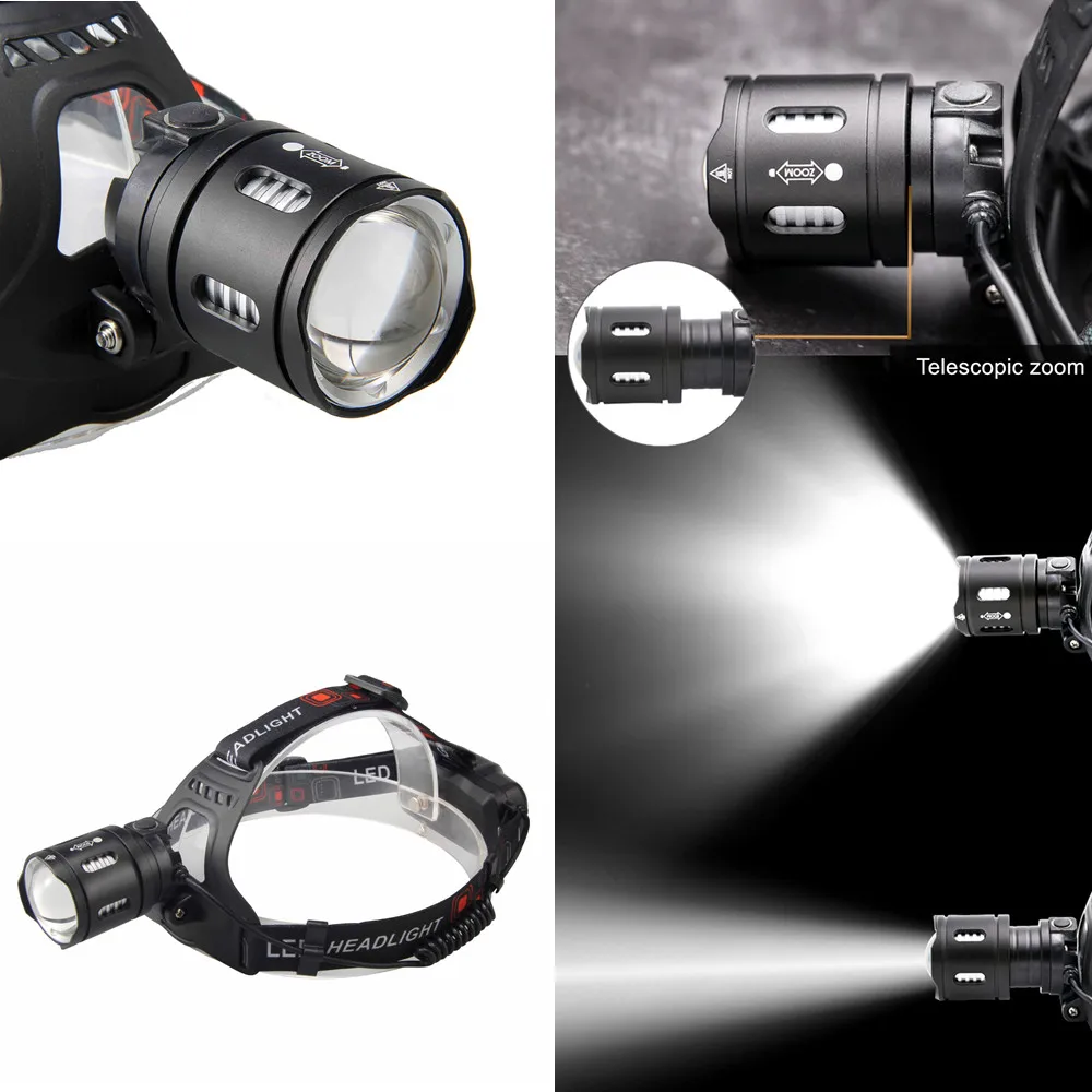 Frontal LED Potente ZPAA XHP50.2/XHP70.2 – Linterna de Cabeza Recargable USB, Zoom, Impermeable IPX6 para Pesca, Caza y Camping - Imagen 3