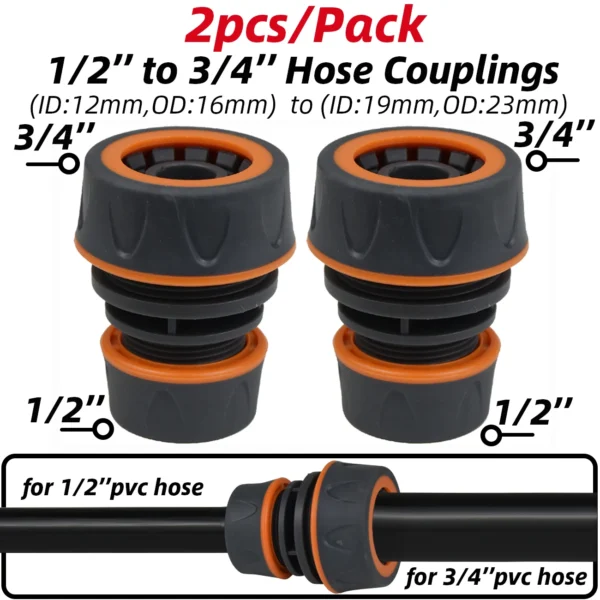 KESLA Adaptador para Manguera de Jardín 1/2" y 3/4" – Conector Rápido 16mm con Tapón de Bloqueo y Acople de Reparación (2 Piezas) - Imagen 11