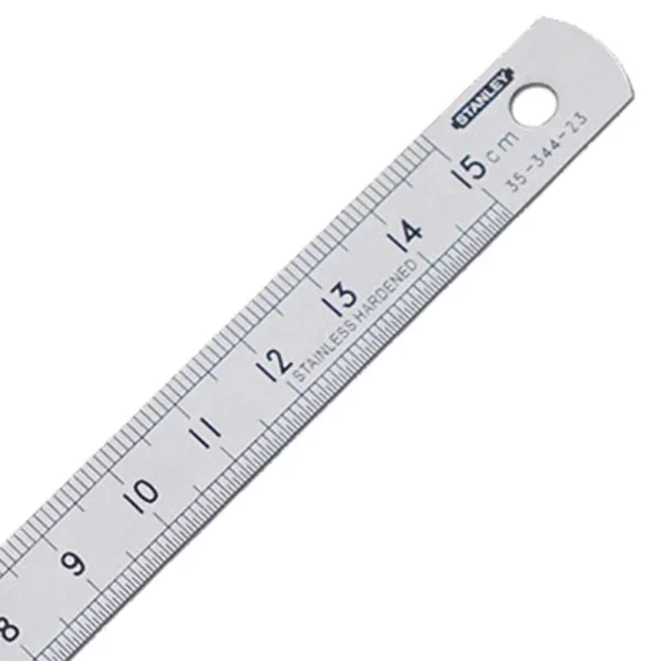 Regla de Acero Inoxidable Stanley 35-344-23 – 15 cm, Doble Cara, Métrica y en Pulgadas - Imagen 5