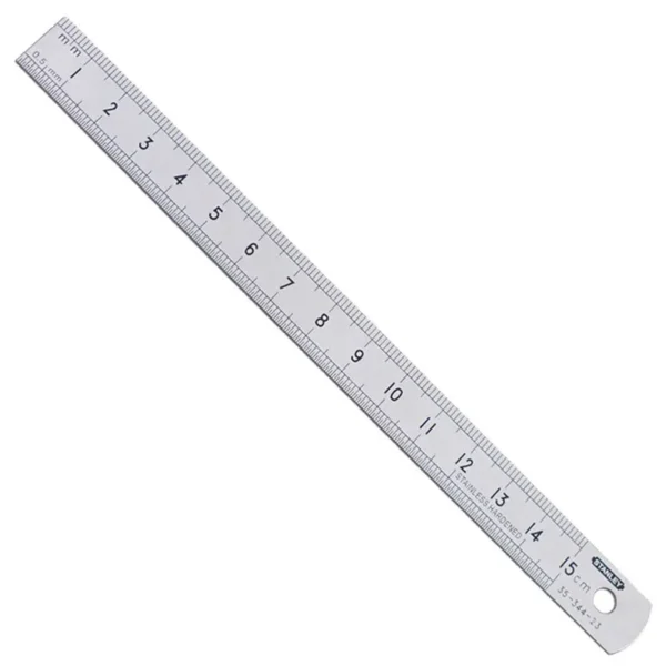 Regla de Acero Inoxidable Stanley 35-344-23 – 15 cm, Doble Cara, Métrica y en Pulgadas - Imagen 3