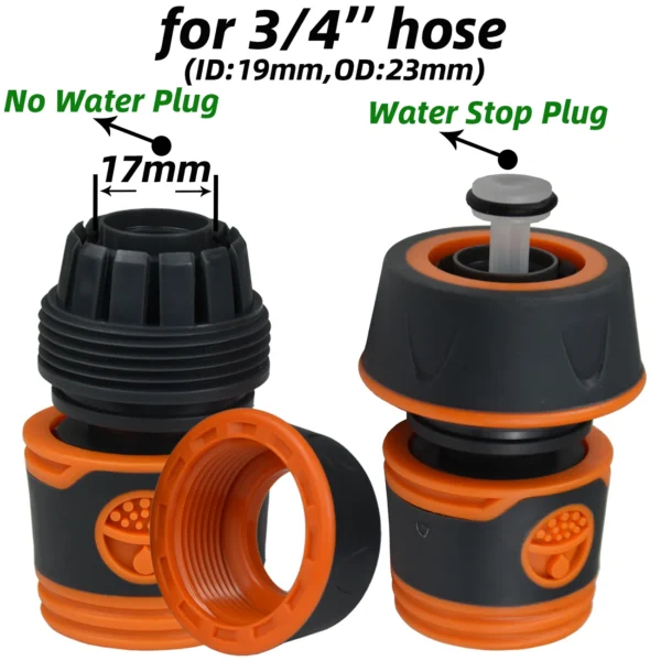 KESLA Adaptador para Manguera de Jardín 1/2" y 3/4" – Conector Rápido 16mm con Tapón de Bloqueo y Acople de Reparación (2 Piezas) - Imagen 5