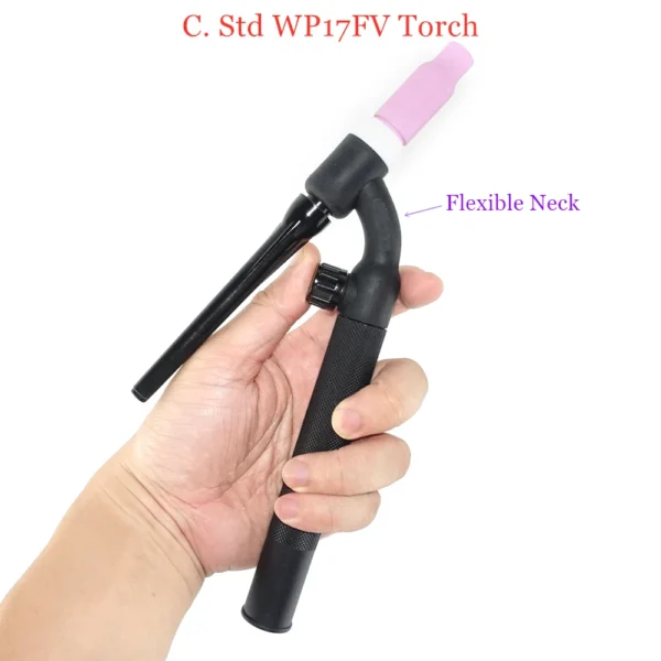 Antorcha TIG WP17 Profesional 150A Enfriada por Aire – Con Válvula de Gas y Cuello Flexible