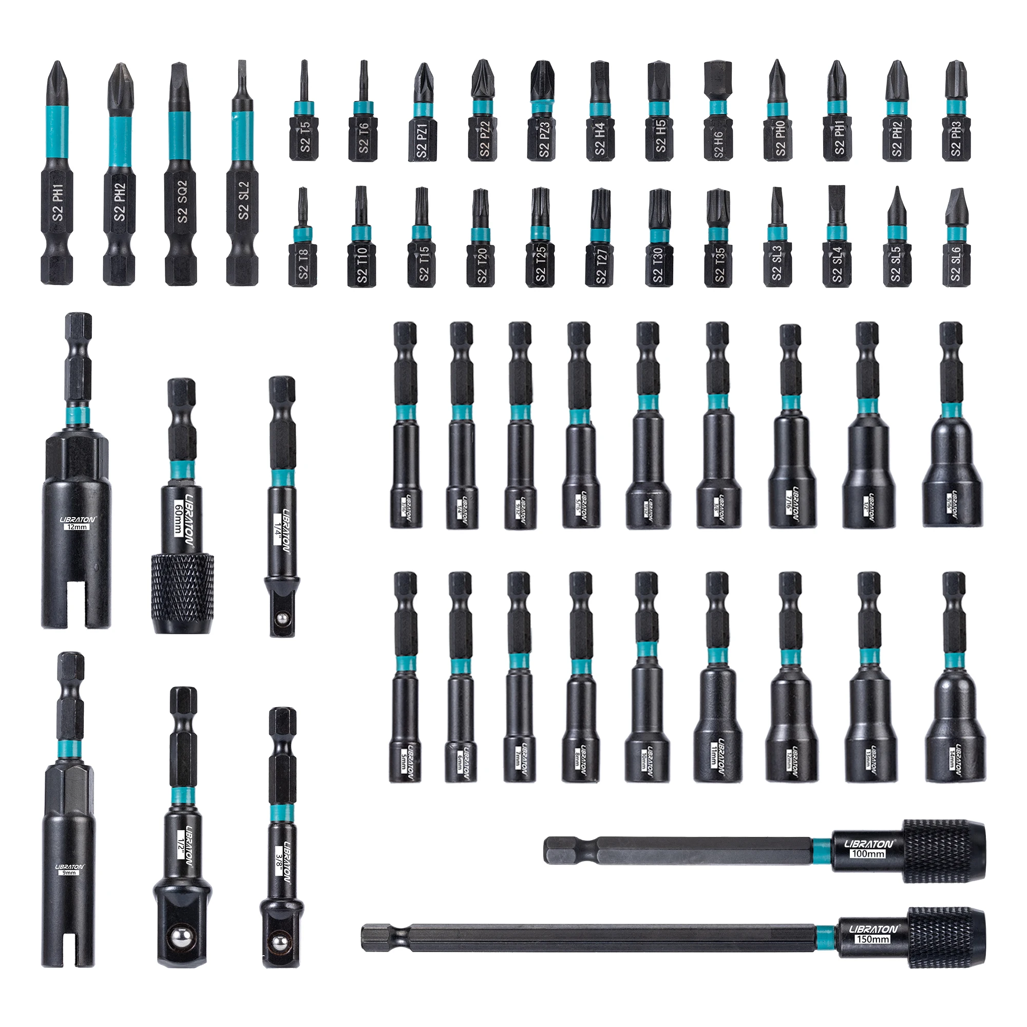 Juego de Puntas Magnéticas y Adaptadores LIBRATON 54 Piezas con Portabrocas Rápido