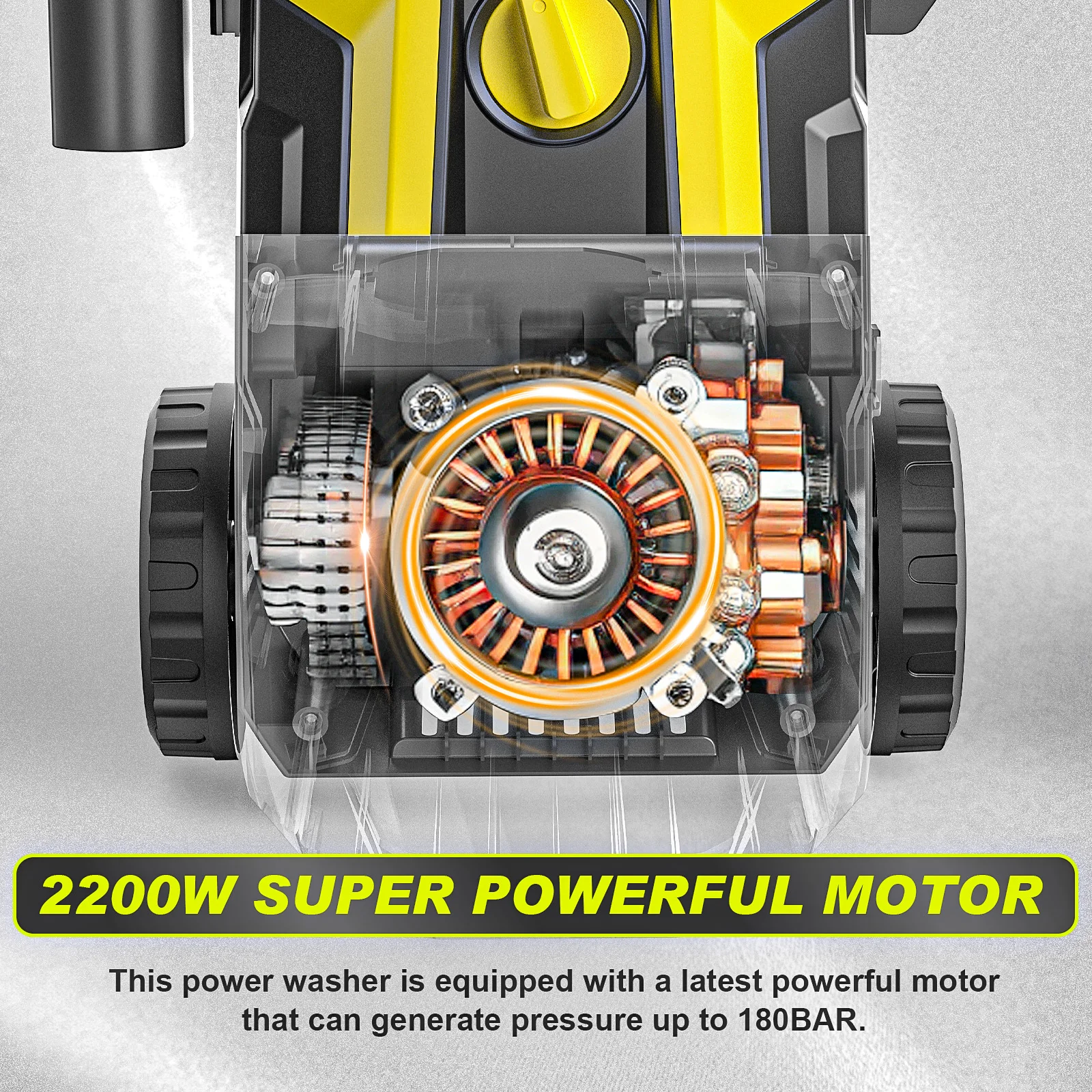 Gisam Hidrolimpiadora Eléctrica 2200W 180Bar con Pistola de Agua, Boquilla Ajustable 180° y Accesorios - Imagen 5