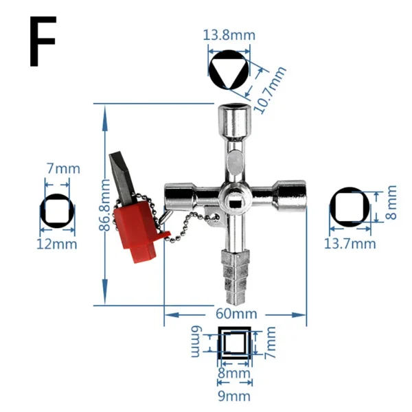 Llave Multifuncional Cruz con Puntas Cuadrada, Triangular y Universal – Aleación de Zinc - Imagen 5