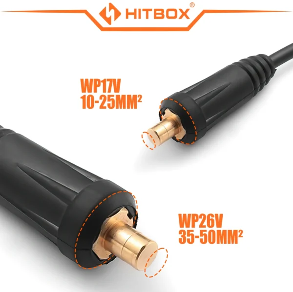 Antorcha TIG HITBOX WP17V/WP26V 140A – 4m con Válvula de Gas, Refrigeración por Aire y Conector 10-25mm - Imagen 2