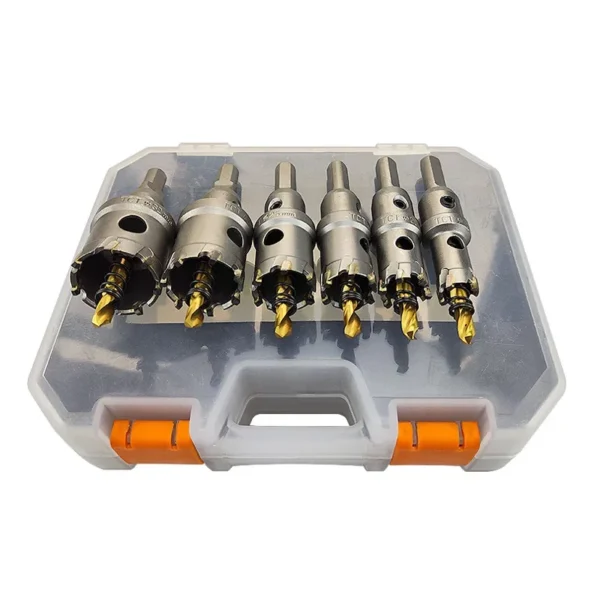 Juego de 6 Brocas de Corona TCT 16–32 mm para Metal – Sierra de Perforación de Acero Inoxidable con Punta de Carburo de Tungsteno