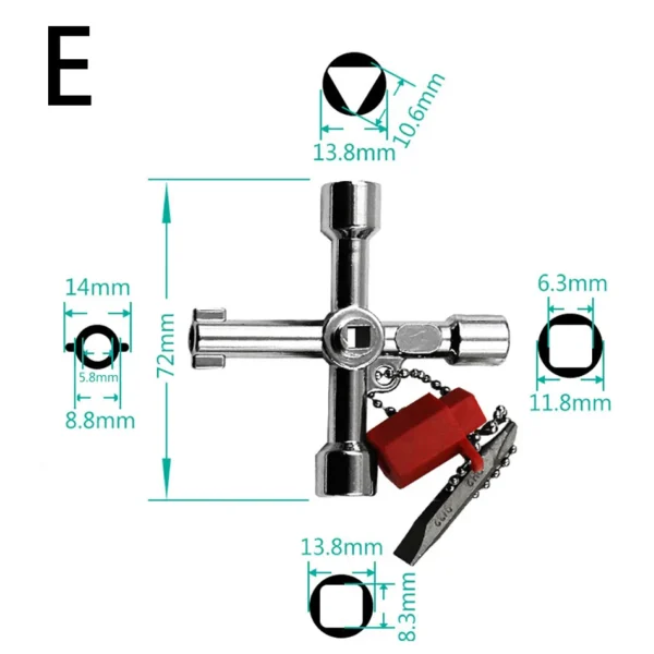 Llave Multifuncional Cruz con Puntas Cuadrada, Triangular y Universal – Aleación de Zinc - Imagen 7