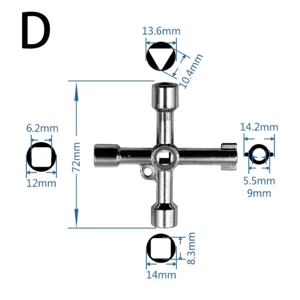Llave Multifuncional Cruz con Puntas Cuadrada, Triangular y Universal – Aleación de Zinc - Imagen 8