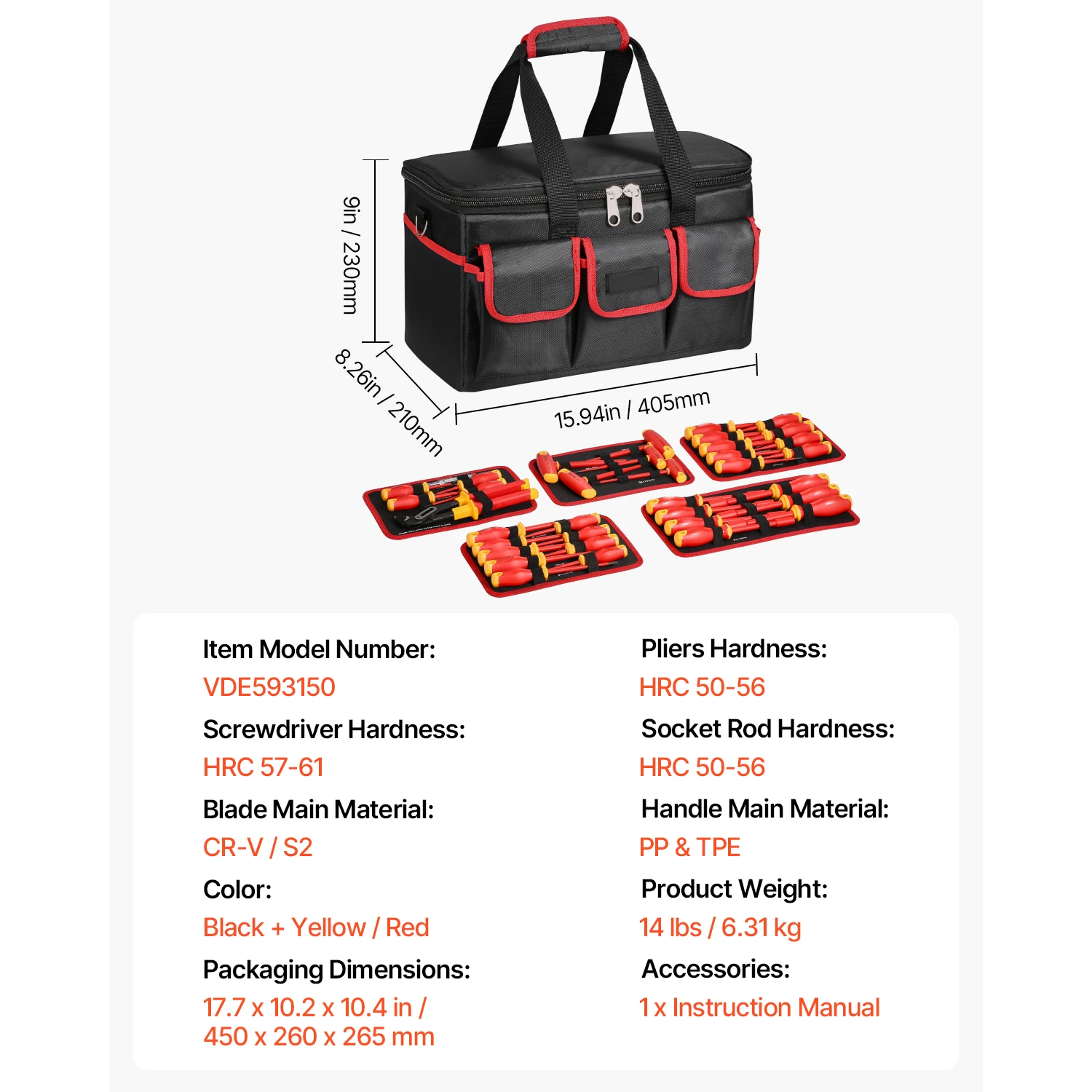 SucceBuy Juego de Destornilladores Aislados 1000V Profesional – 11 Piezas con Punta Magnética y Comprobador de Voltaje - Imagen 7