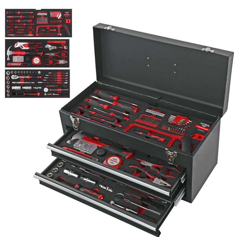 Juego de Herramientas Hi-Spec 166 Piezas – Set Completo para Hogar y Automoción en Maletín Metálico