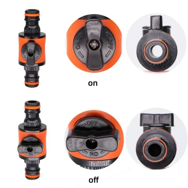 Válvula de Cierre para Manguera de Jardín 16mm – Adaptador Rápido de Plástico con Llave de Paso (1 o 2 Piezas) - Imagen 3