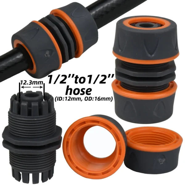 KESLA Adaptador para Manguera de Jardín 1/2" y 3/4" – Conector Rápido 16mm con Tapón de Bloqueo y Acople de Reparación (2 Piezas) - Imagen 6