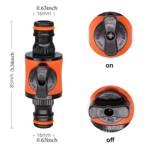 Válvula de Cierre para Manguera de Jardín 16mm – Adaptador Rápido de Plástico con Llave de Paso (1 o 2 Piezas) - Imagen 2