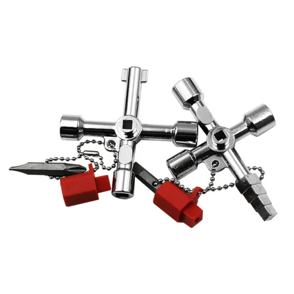 Llave Multifuncional Cruz con Puntas Cuadrada, Triangular y Universal – Aleación de Zinc