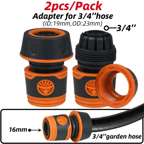 KESLA Adaptador para Manguera de Jardín 1/2" y 3/4" – Conector Rápido 16mm con Tapón de Bloqueo y Acople de Reparación (2 Piezas) - Imagen 7