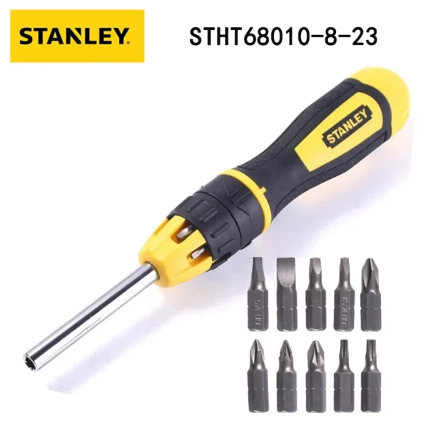 Stanley STHT68010-8-23 Ratchet Changeable Head Screwdriver Multifunctional Changeable Head Screwdriver Cross Slotted 11pcs - Imagen 2
