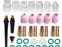 Kit de 41 Piezas para Antorcha TIG WP17/WP18/WP26 – Boquillas, Lentes de Gas, Vasos de Vidrio y Accesorios de Soldadura
