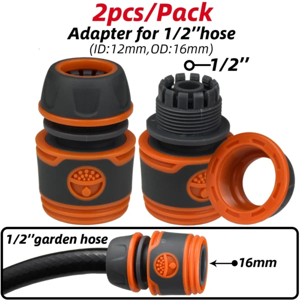 KESLA Adaptador para Manguera de Jardín 1/2" y 3/4" – Conector Rápido 16mm con Tapón de Bloqueo y Acople de Reparación (2 Piezas) - Imagen 9