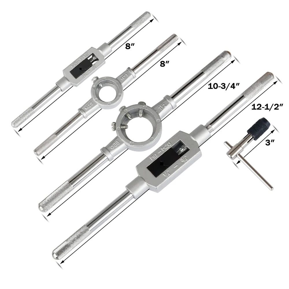 Podofo Juego de Terrajas y Machos de Rosca 110 Piezas – Métrico y Estándar, Acero Titanio, con Llaves y Maletín - Imagen 5