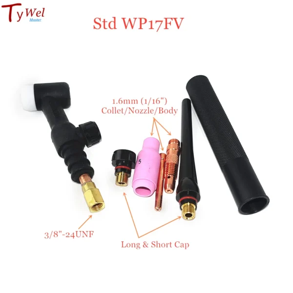 Antorcha TIG WP17 Profesional 150A Enfriada por Aire – Con Válvula de Gas y Cuello Flexible - Imagen 4