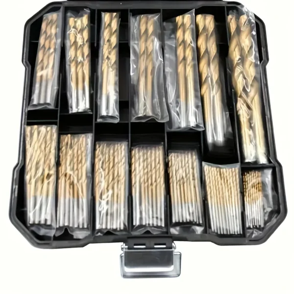 Juego de Brocas de Acero Rápido con Recubrimiento de Titanio – 50/99 Piezas de Brocas de Espiral para Madera, Metal y Plástico