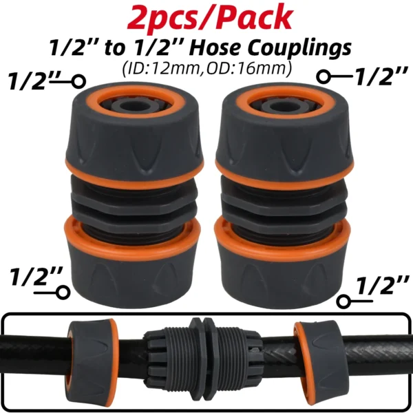 KESLA Adaptador para Manguera de Jardín 1/2" y 3/4" – Conector Rápido 16mm con Tapón de Bloqueo y Acople de Reparación (2 Piezas) - Imagen 13