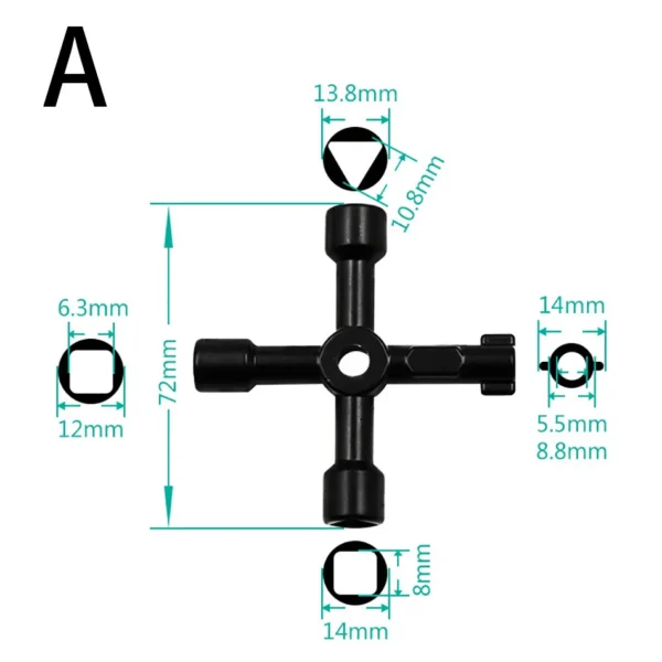 Llave Multifuncional Cruz con Puntas Cuadrada, Triangular y Universal – Aleación de Zinc - Imagen 9