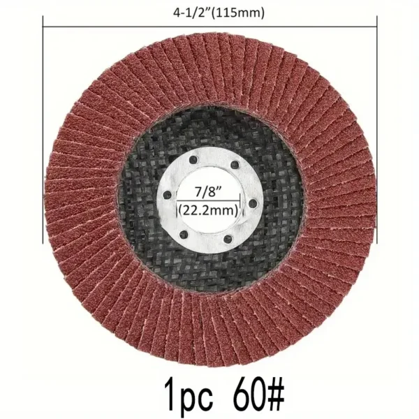 Disco de Láminas Abrasivo 4.5" (115 mm) – Granos 40, 60, 80 y 120 para Lijado y Desbaste en Metal y Madera - Imagen 5