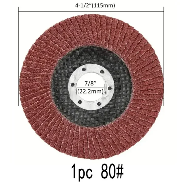 Disco de Láminas Abrasivo 4.5" (115 mm) – Granos 40, 60, 80 y 120 para Lijado y Desbaste en Metal y Madera - Imagen 6
