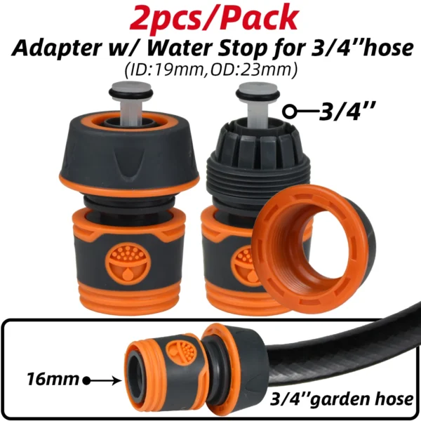 KESLA Adaptador para Manguera de Jardín 1/2" y 3/4" – Conector Rápido 16mm con Tapón de Bloqueo y Acople de Reparación (2 Piezas) - Imagen 14