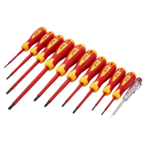SucceBuy Juego de Destornilladores Aislados 1000V Profesional – 11 Piezas con Punta Magnética y Comprobador de Voltaje