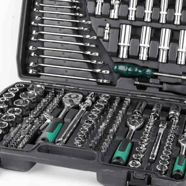 Maletín de Herramientas 216 Piezas – Llaves de Carraca, Vasos, Llaves Allen y Accesorios para Reparación de Coches y Taller - Imagen 3