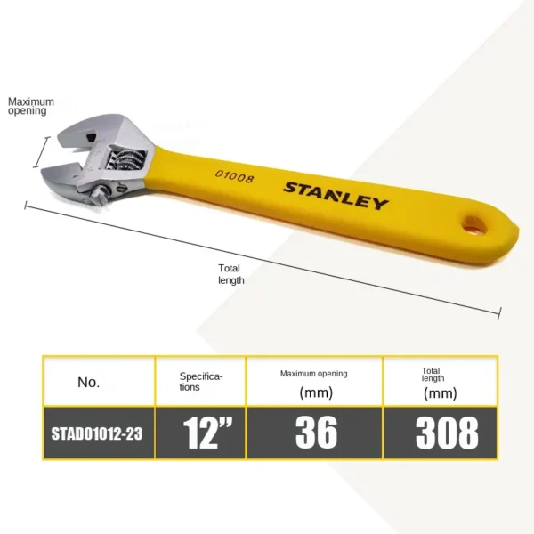 Llave Ajustable Stanley STAD01004-23 – Acero al Carbono, Gran Apertura, 4" a 18" - Imagen 11