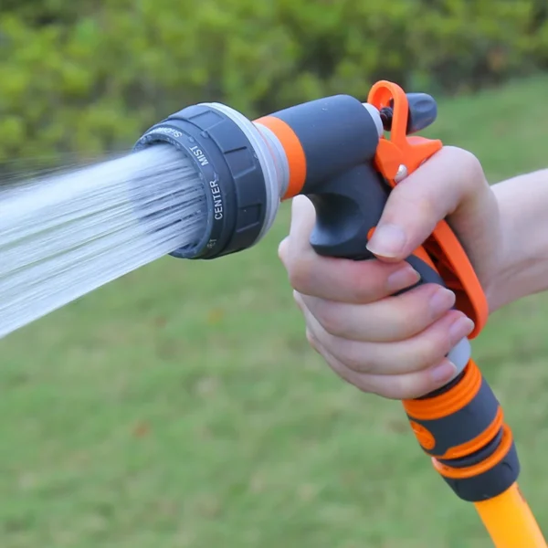 Pistola de Riego a Presión para Jardín – Boquilla con 8 Modos de Pulverización y Mango Ergonómico